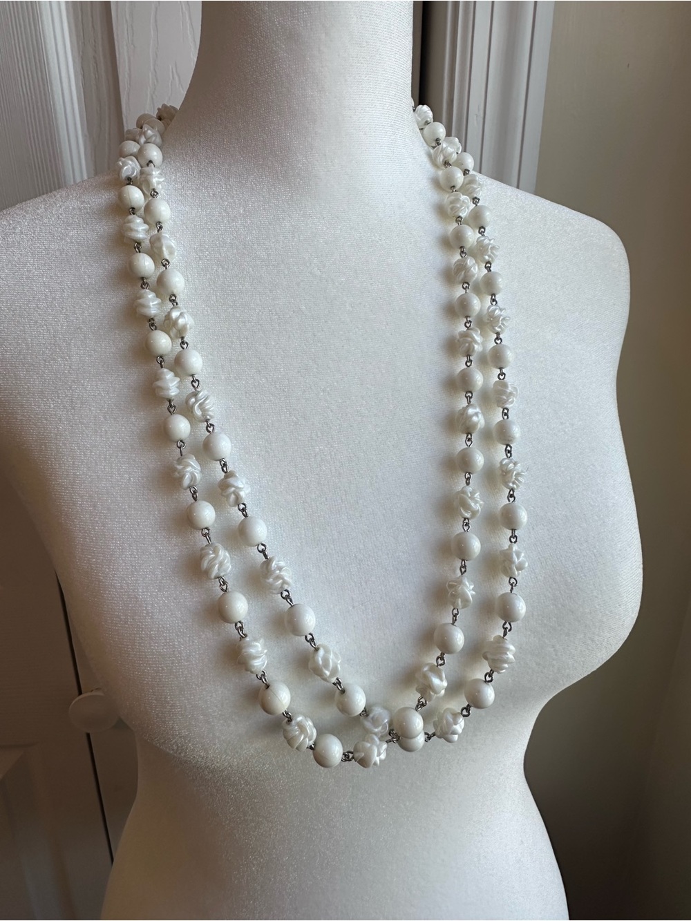Sarah Coventry White Beaded Necklaces-Set of Two